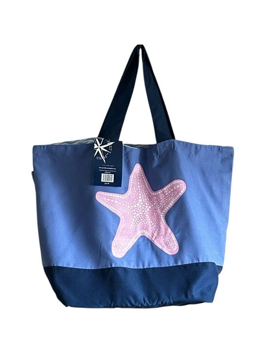 Northern Original Handbags - Northern Original Large Capacity Blue Tote Bag with Pink Starfish Graphic NWT